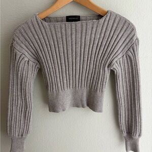 Majorelle Ribbed Cropped Sweater in heather grey Revolve